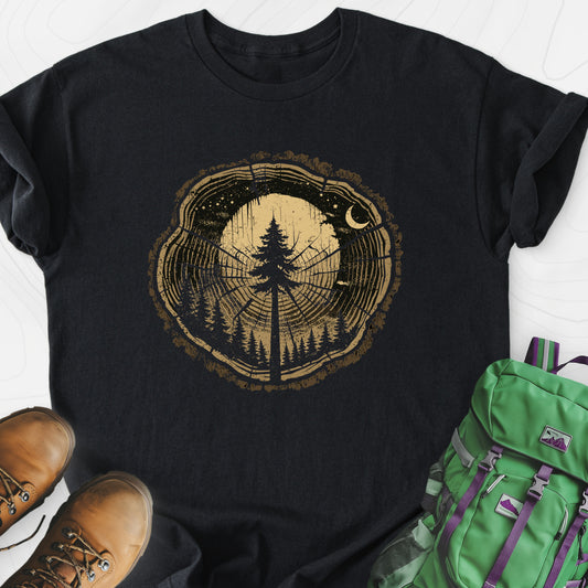 Night Rings Black front print lightweight T-shirt