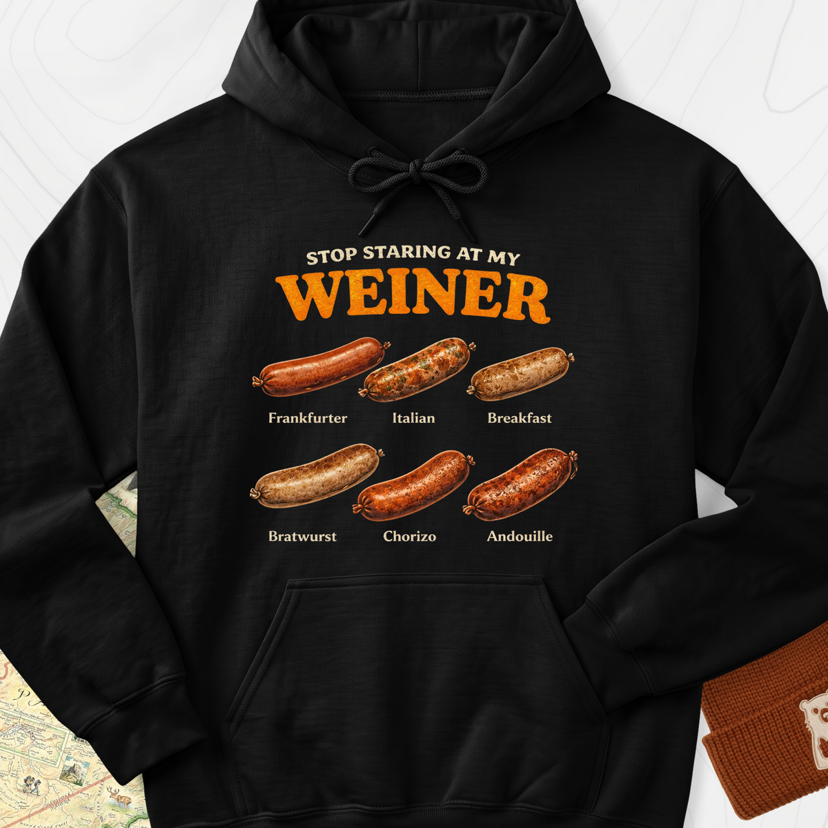Stop Staring At My Wiener Hoodie - Black