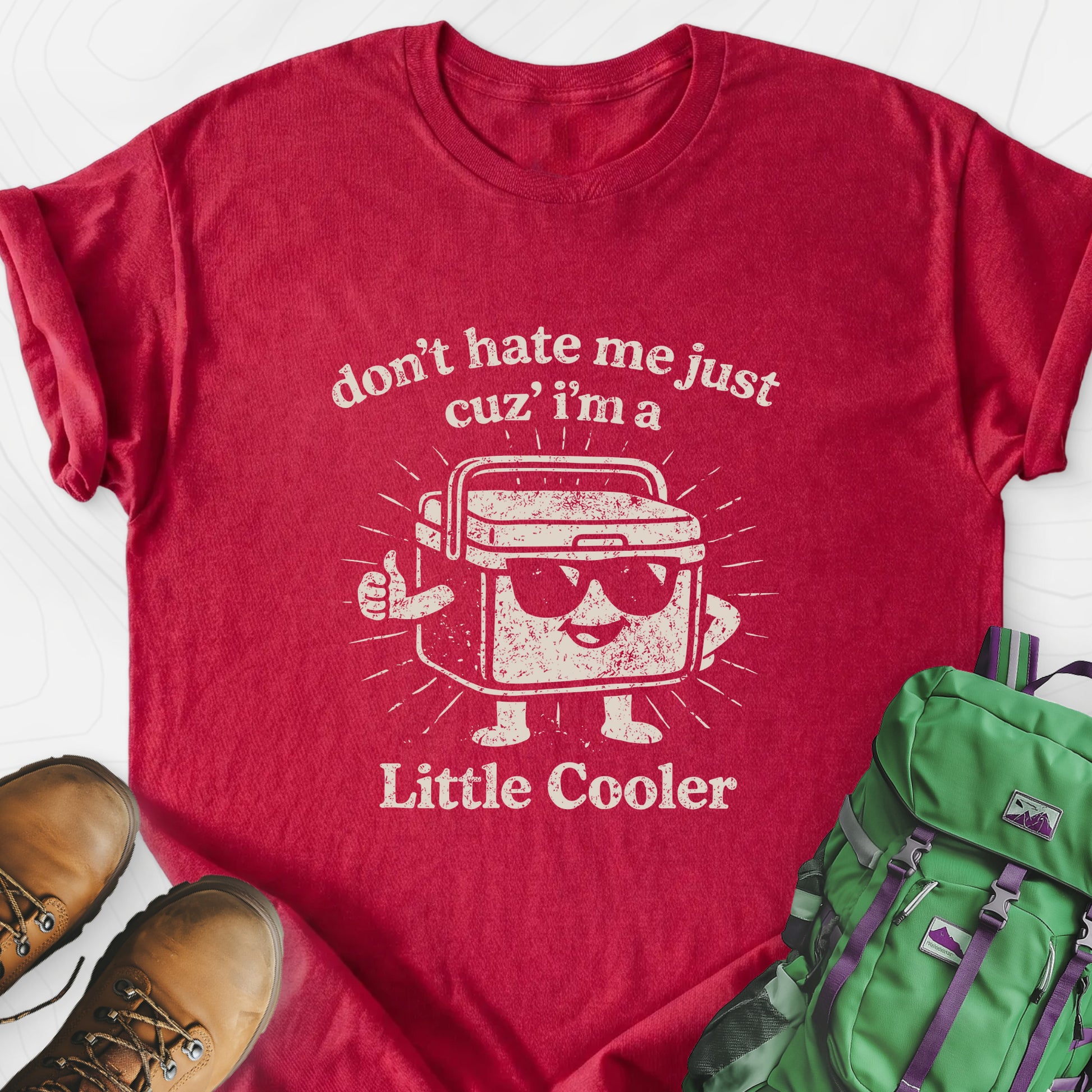 Just a Little Cooler Heather Red front print lightweight T-shirt