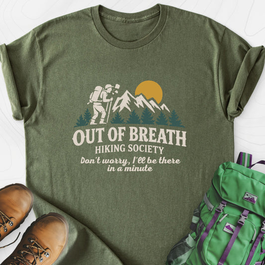 Out of Breath Military Green front print lightweight T-shirt