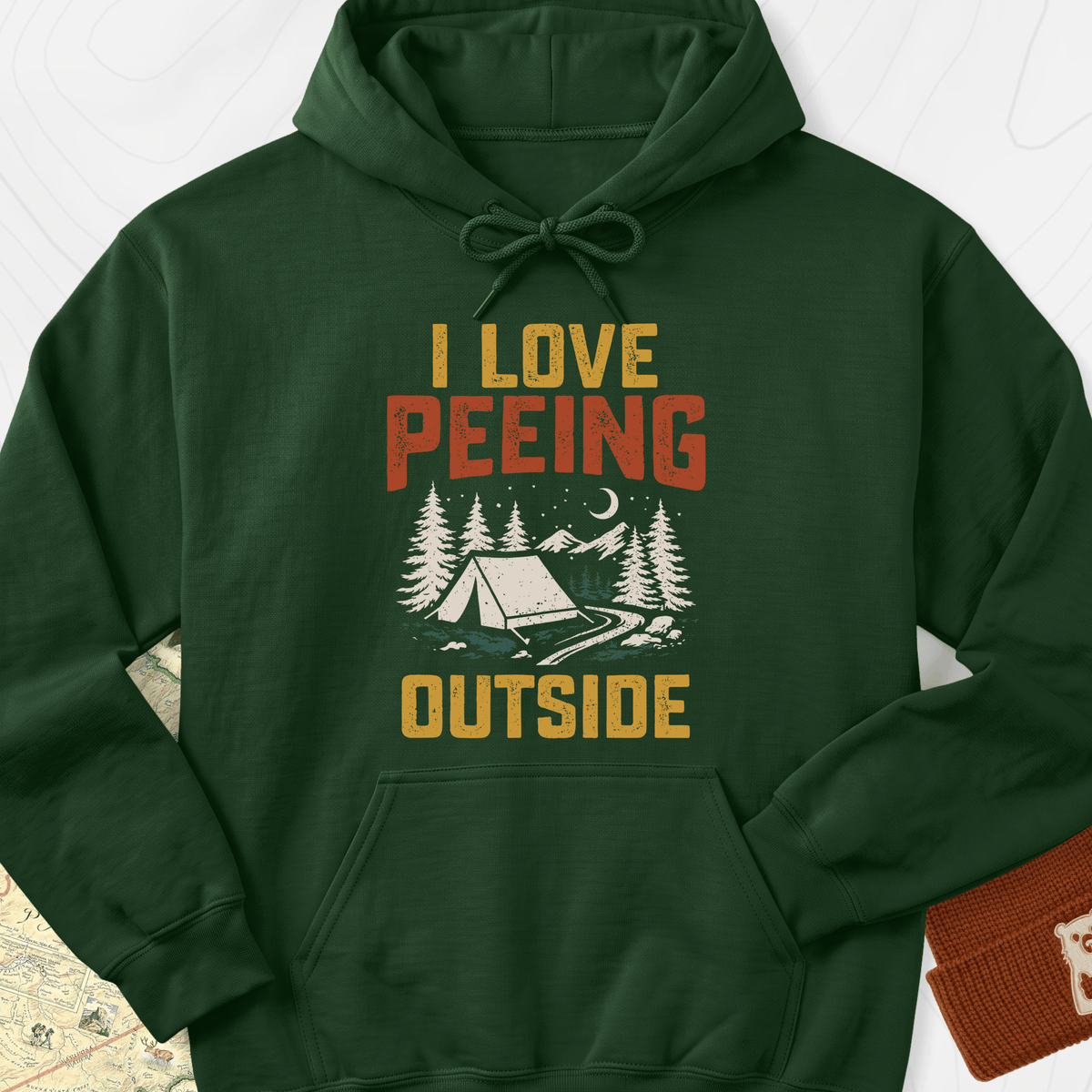 Peeing Outside Hoodie - Forest Green