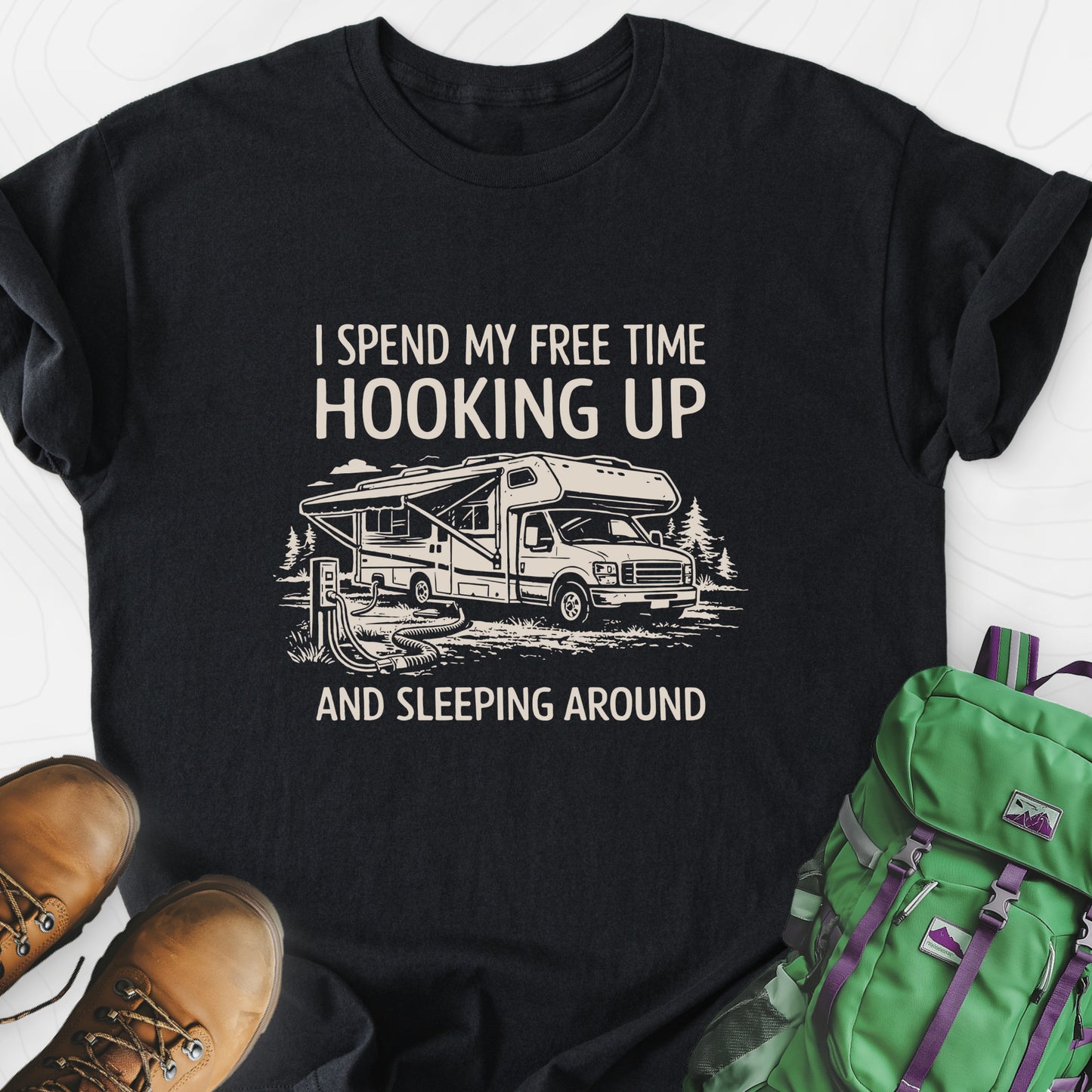 Sleeping Around Black front print lightweight T-shirt
