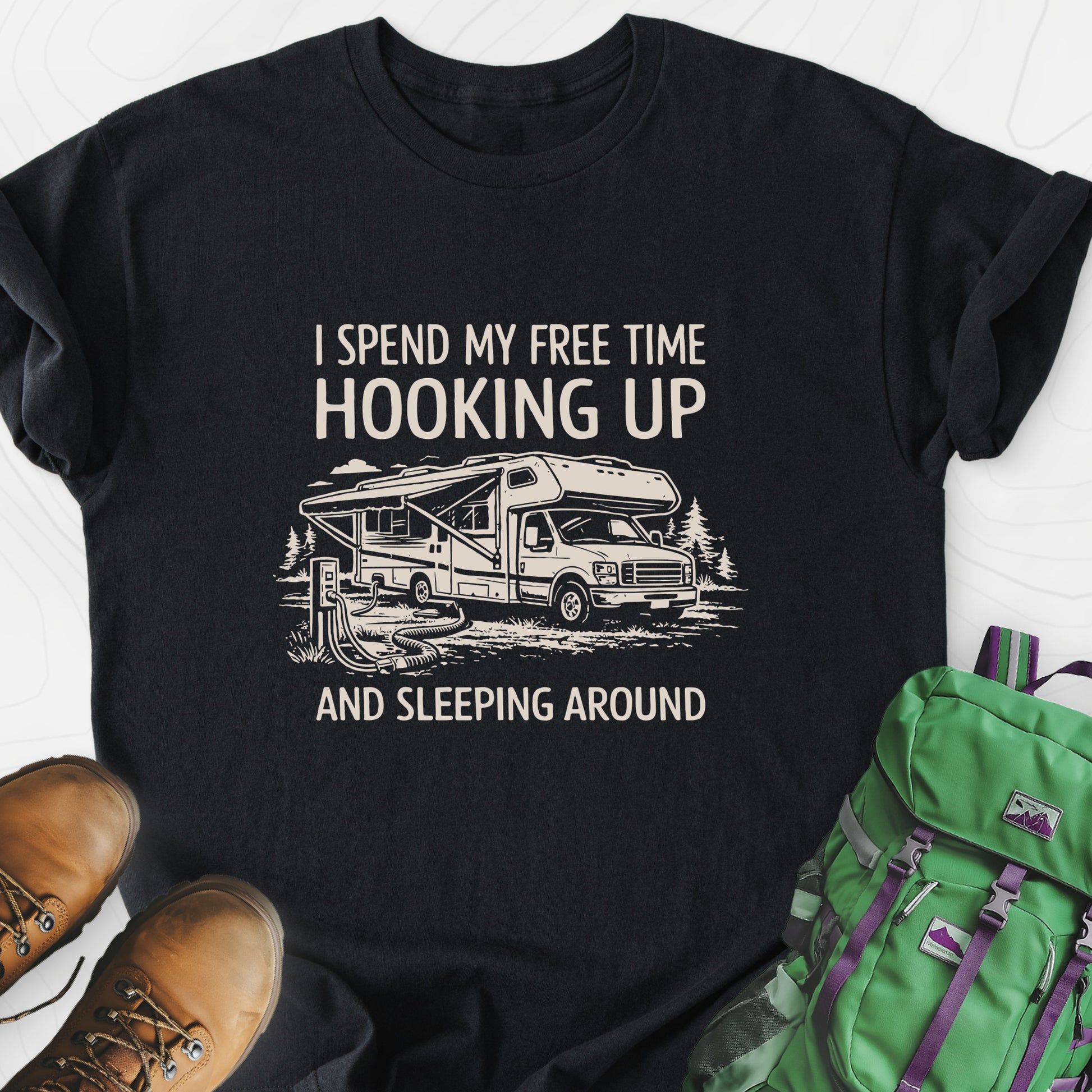 Sleeping Around Black front print lightweight T-shirt