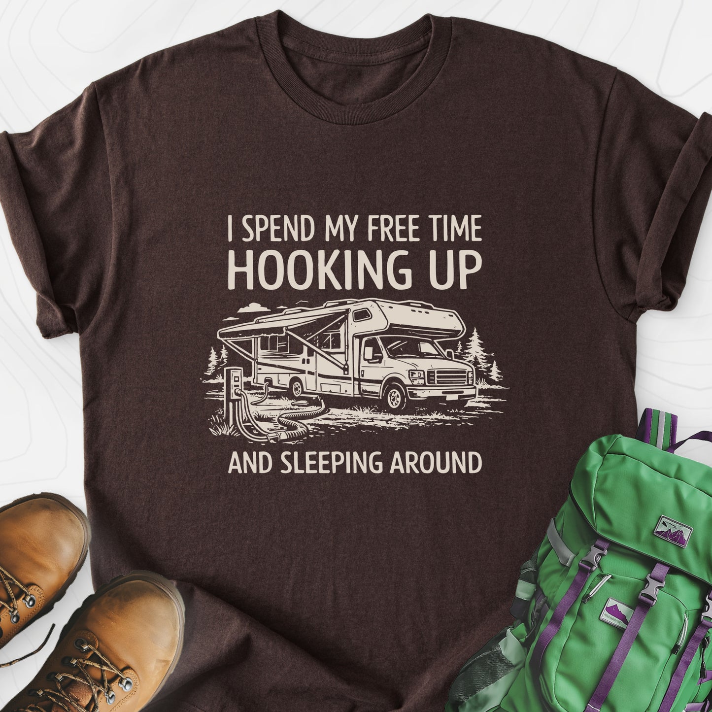 Sleeping Around Dark Chocolate front print lightweight T-shirt
