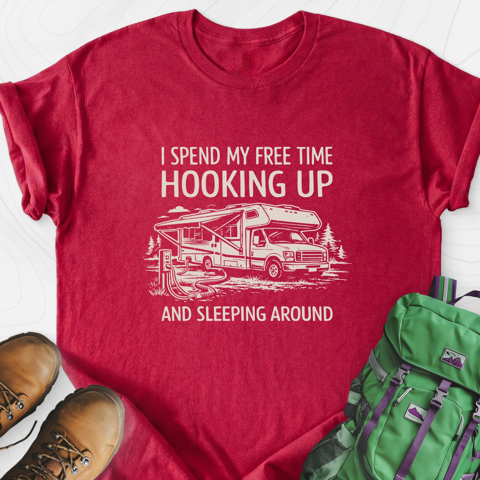 Sleeping Around Heather Red front print lightweight T-shirt