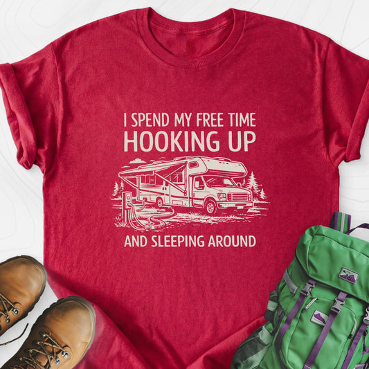 Sleeping Around Heather Red front print lightweight T-shirt