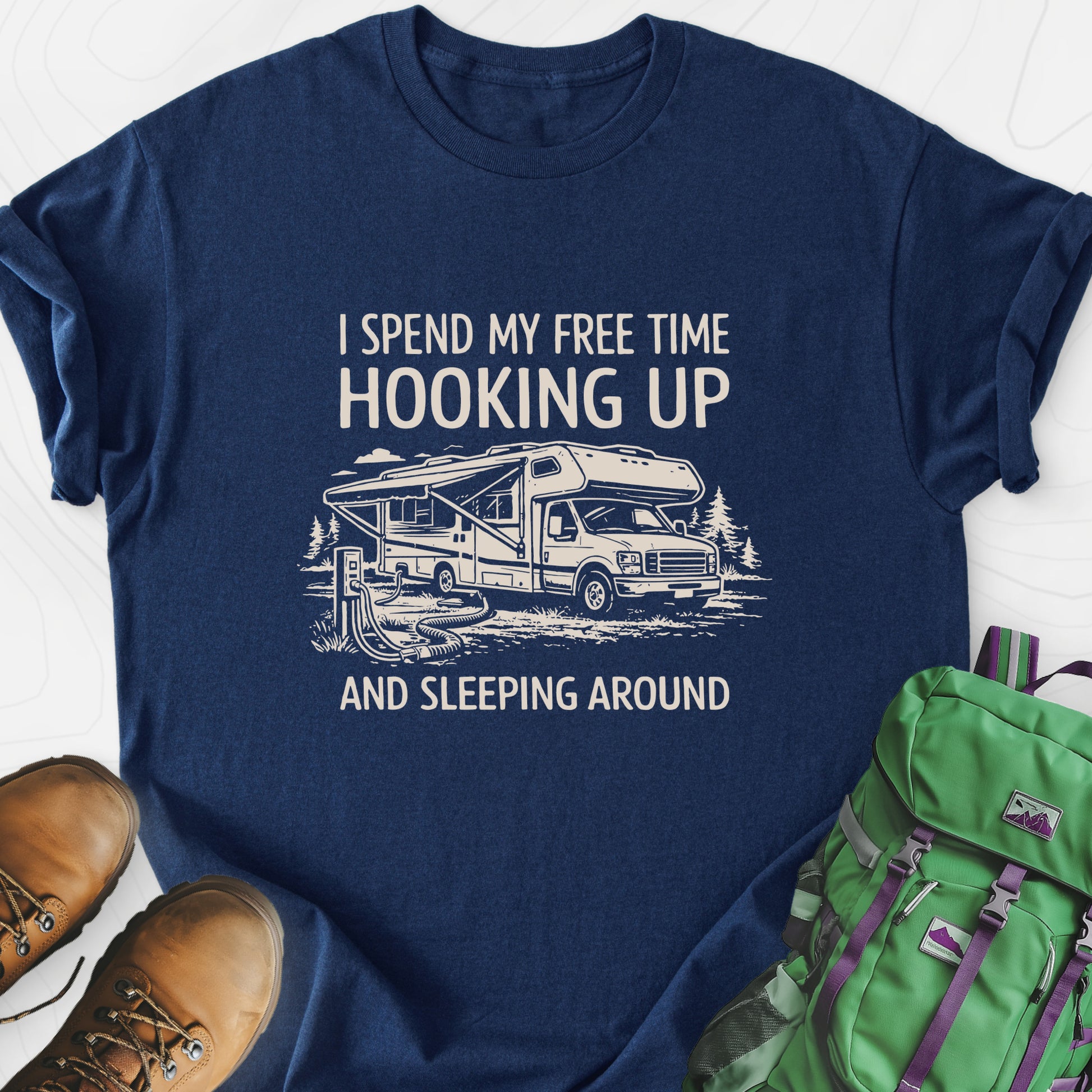 Sleeping Around Navy front print lightweight T-shirt