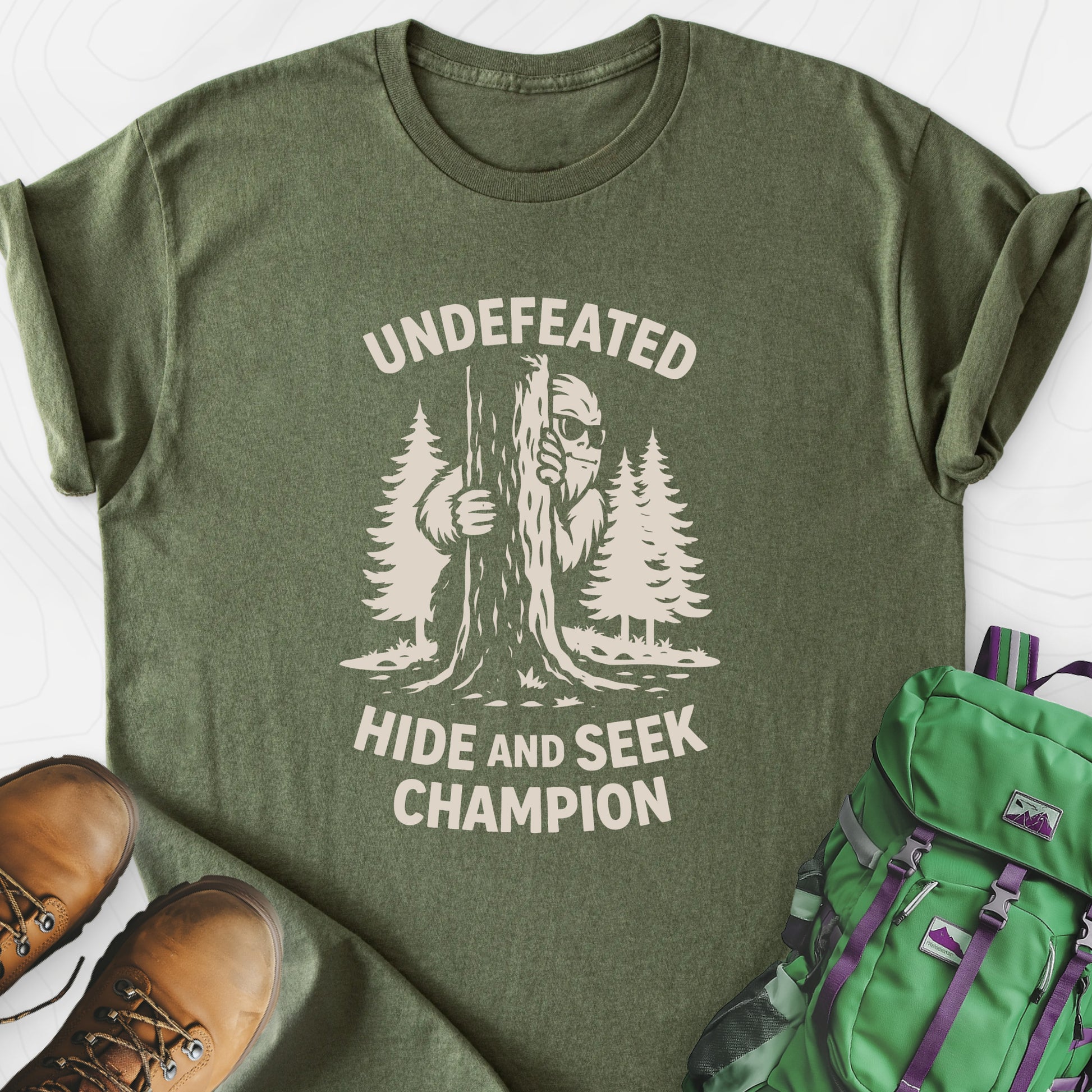 Hide and Seek Champion Military Green front print lightweight T-shirt