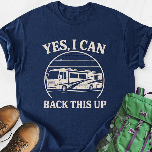 I Can Back This Up Navy front print lightweight T-shirt