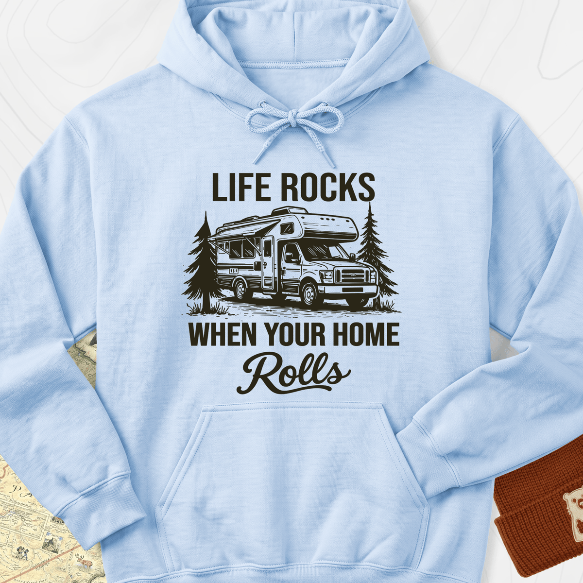 When Your Home Rolls Hoodie - Light Blue