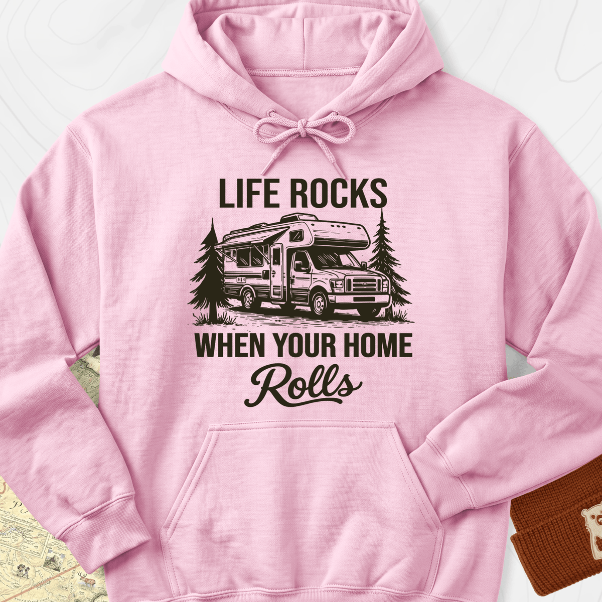 When Your Home Rolls Hoodie - Light Pink