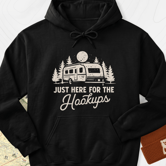 Here for the Hookups Hoodie - Black