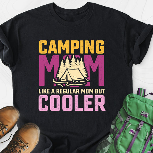 Camping Mom Black front print lightweight T-shirt