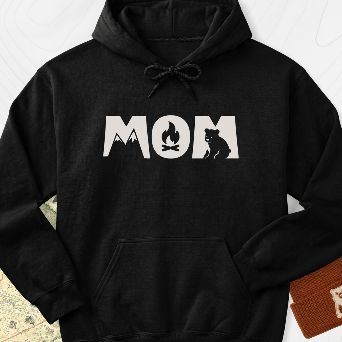 Camping Mom Icons Hoodie - Black
