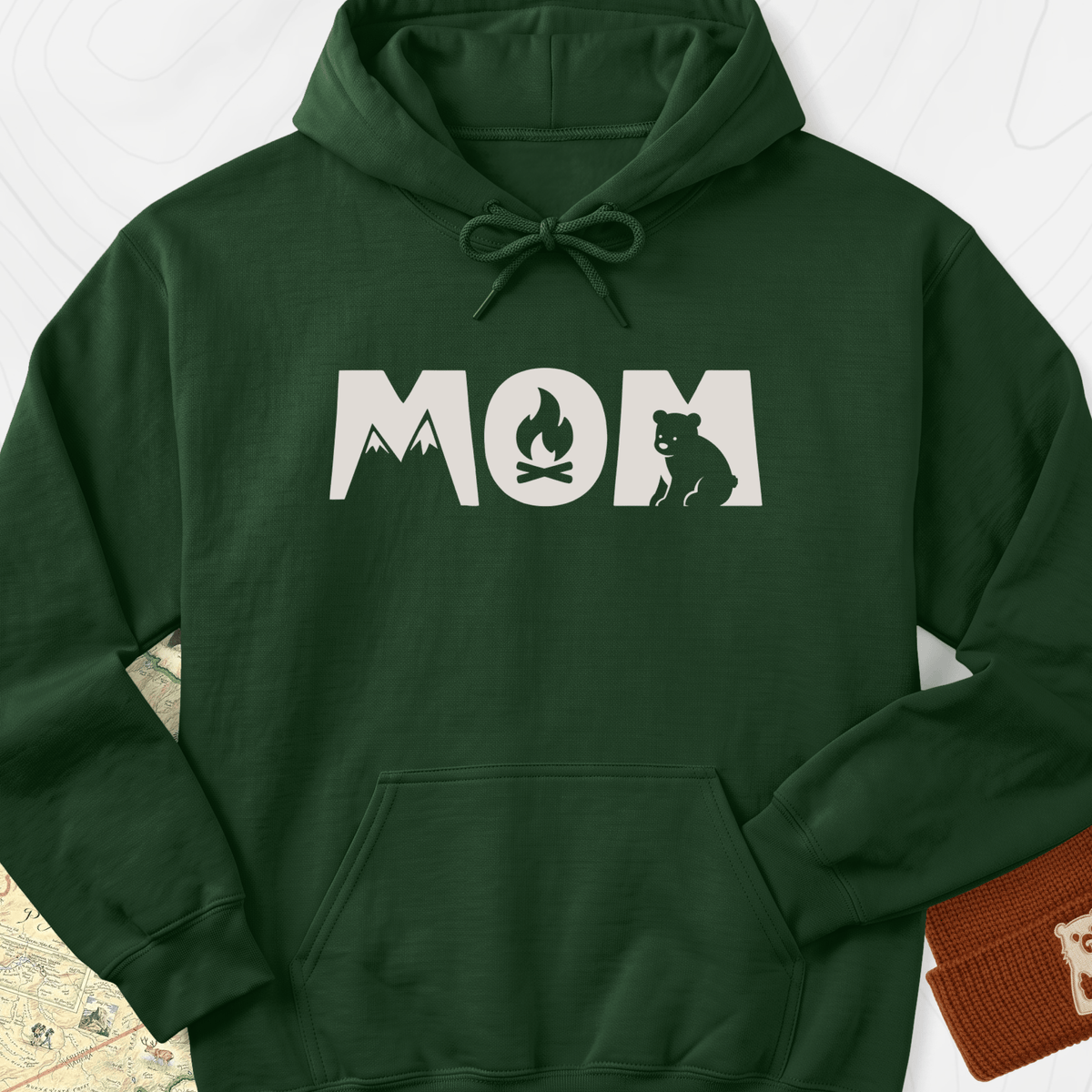 Camping Mom Icons Hoodie - Forest Green