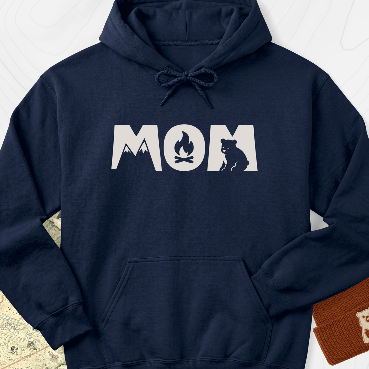 Camping Mom Icons Hoodie - Navy
