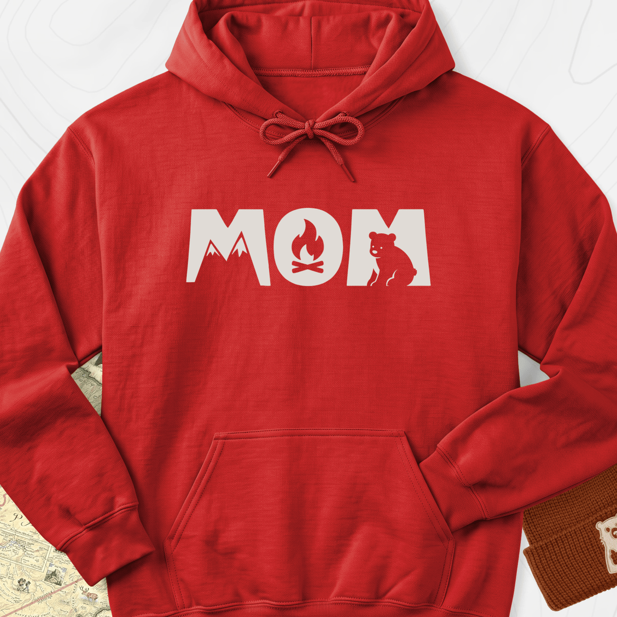 Camping Mom Icons Hoodie - Red