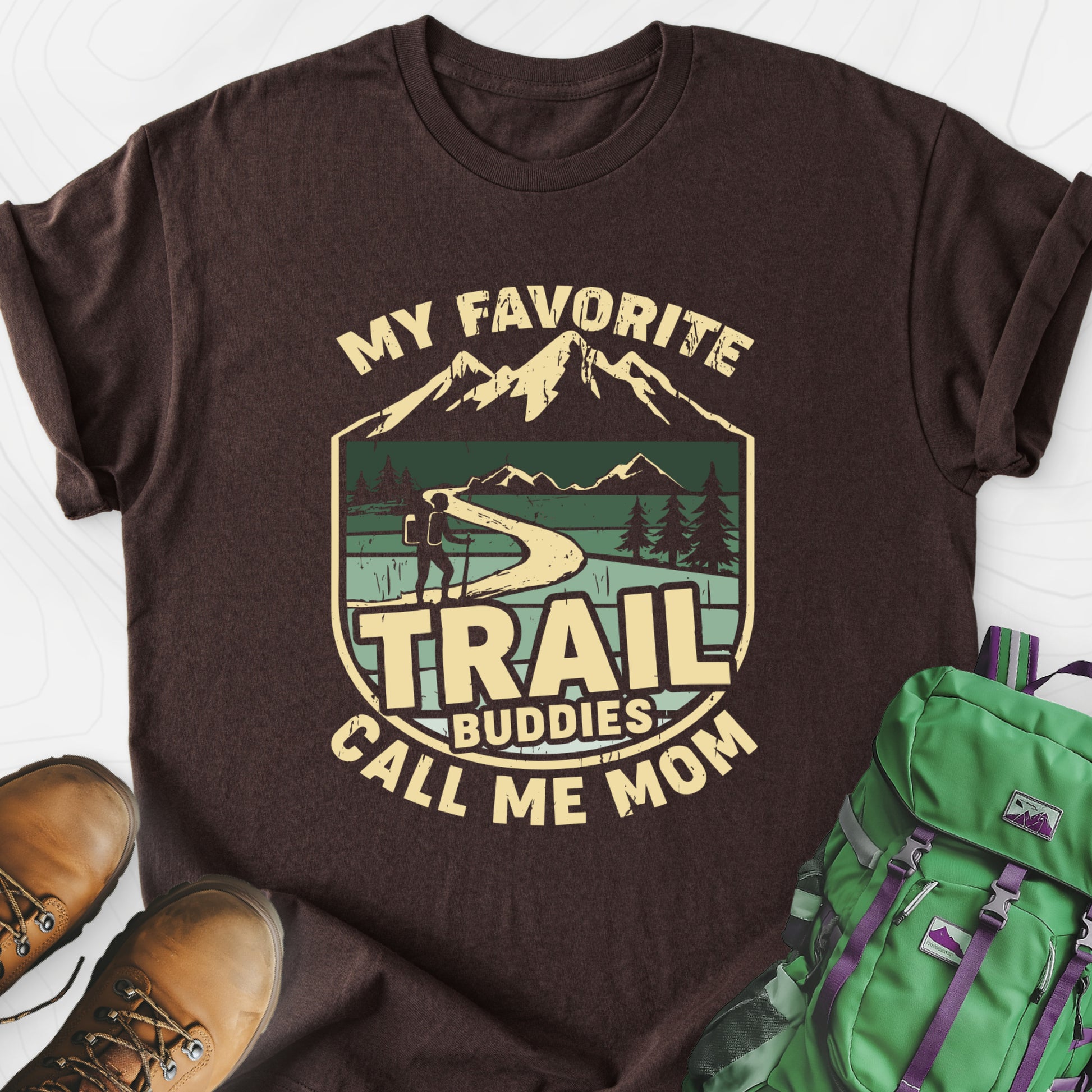 Trail Buddies Dark Chocolate front print lightweight T-shirt