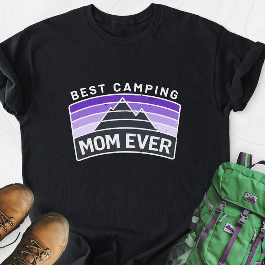 Best Camping Mom Black front print lightweight T-shirt