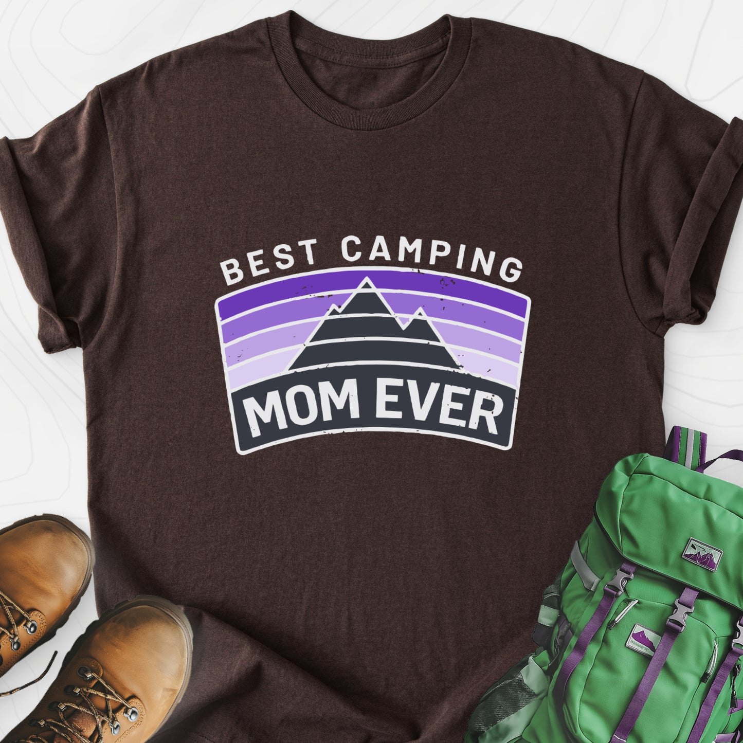 Best Camping Mom Dark Chocolate front print lightweight T-shirt