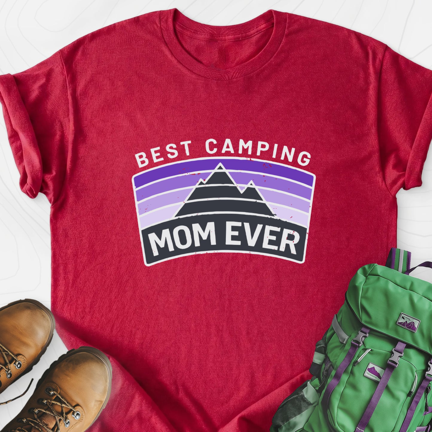 Best Camping Mom Heather Red front print lightweight T-shirt