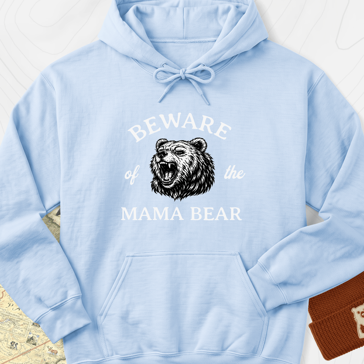 Beware of Mama Bear Hoodie - Light Blue