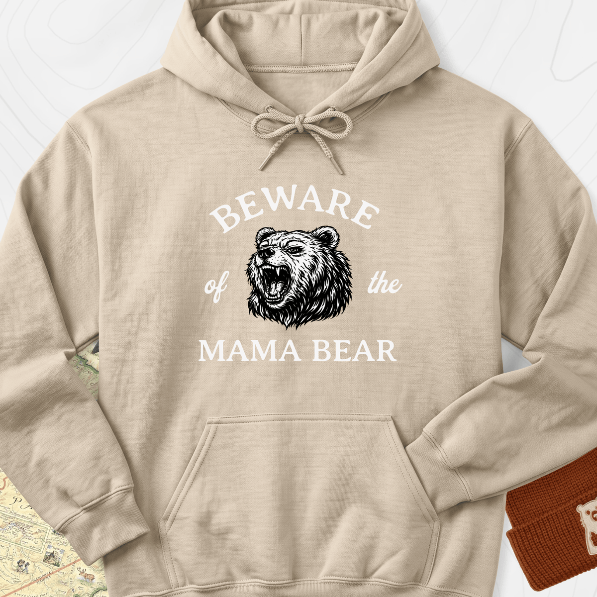 Beware of Mama Bear Hoodie - Sand