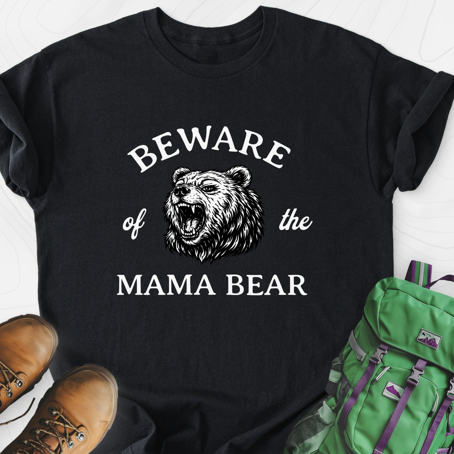 Beware of Mama Bear Black front print lightweight T-shirt