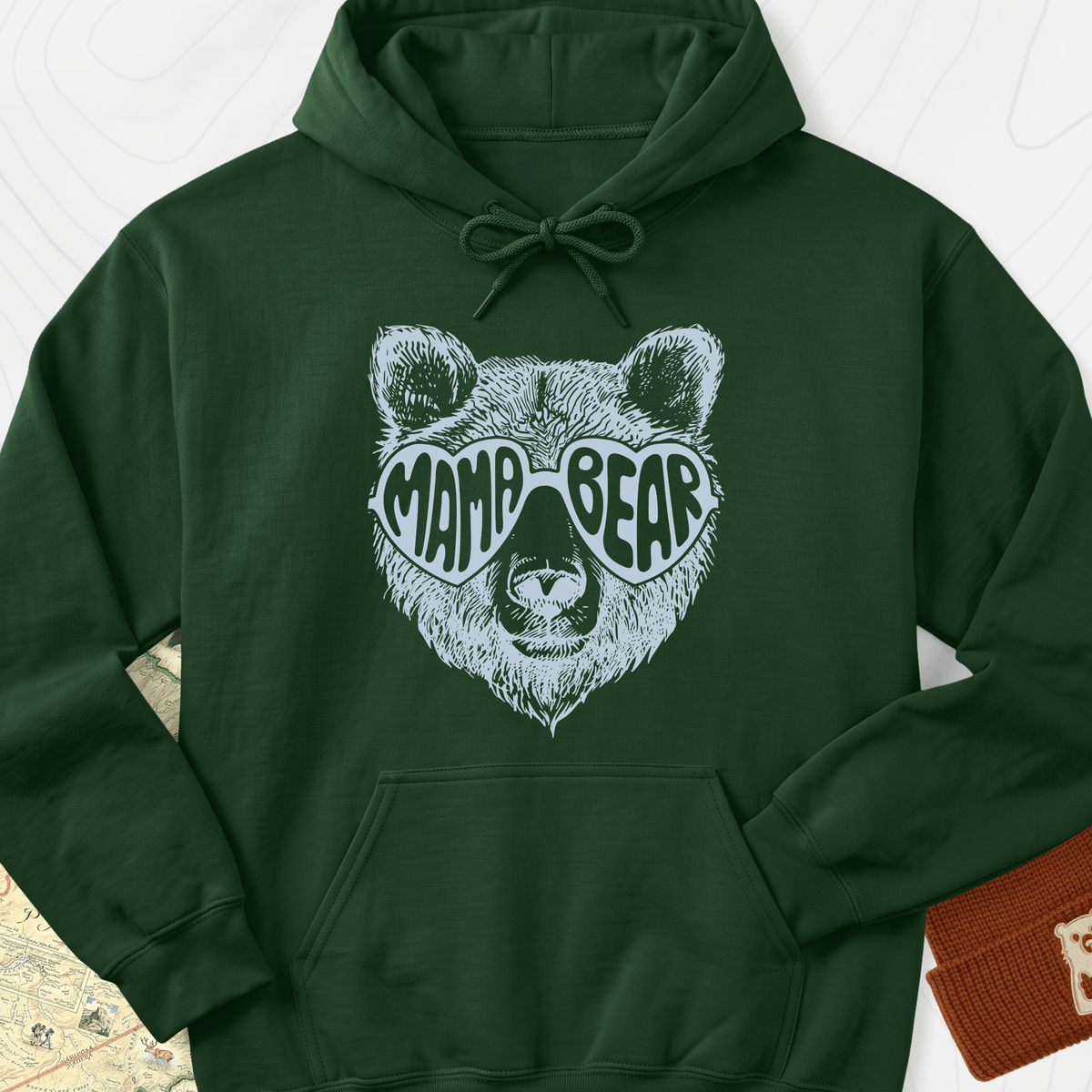 Mama Bear Hoodie - Forest Green