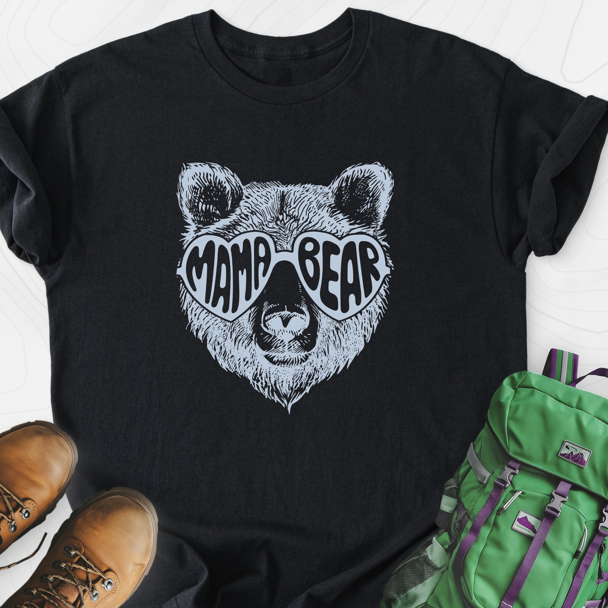 Mama Bear Black front print lightweight T-shirt