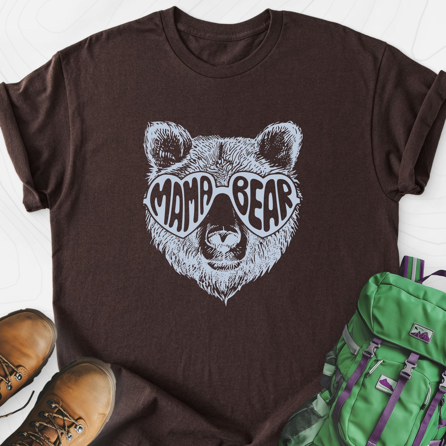 Mama Bear Dark Chocolate front print lightweight T-shirt