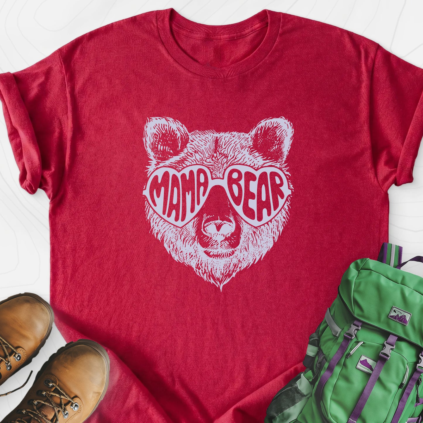 Mama Bear Heather Red front print lightweight T-shirt