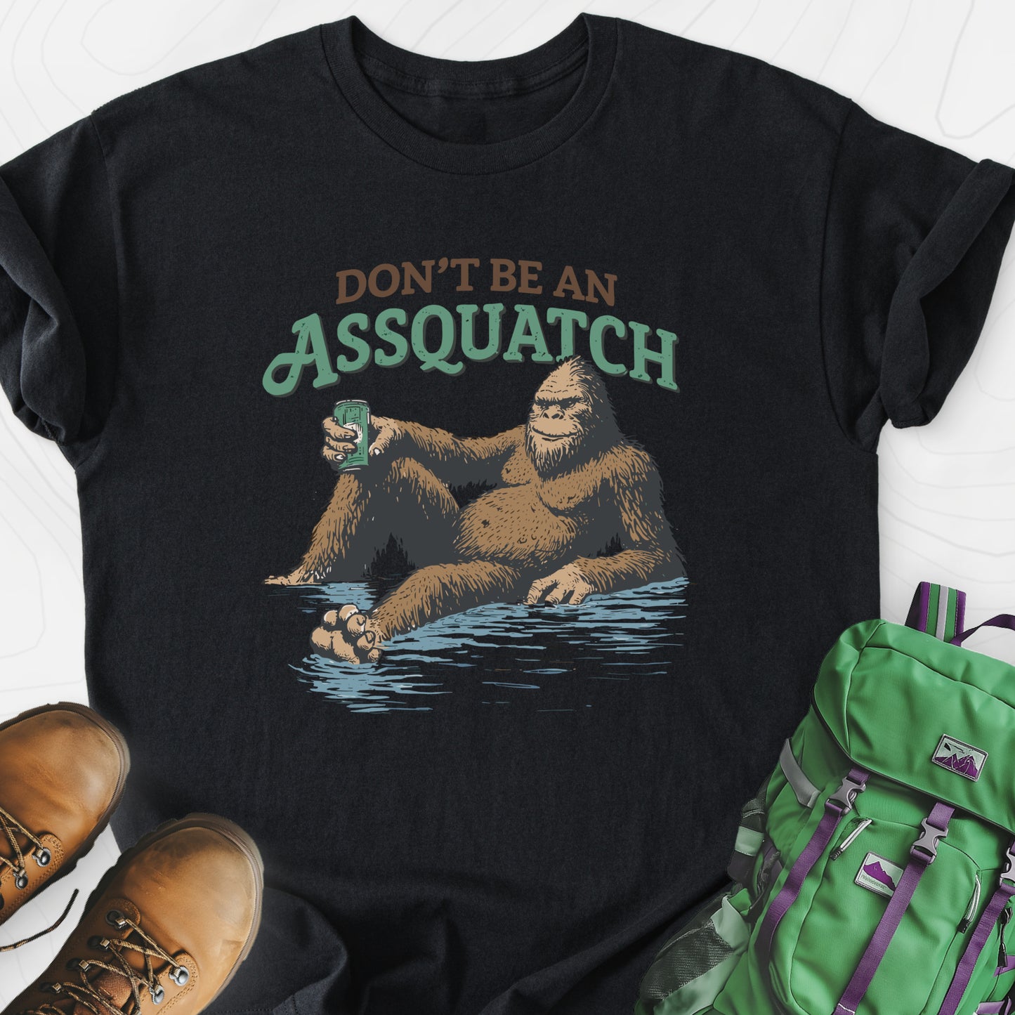 Don't Be an Assquatch Black front print lightweight T-shirt