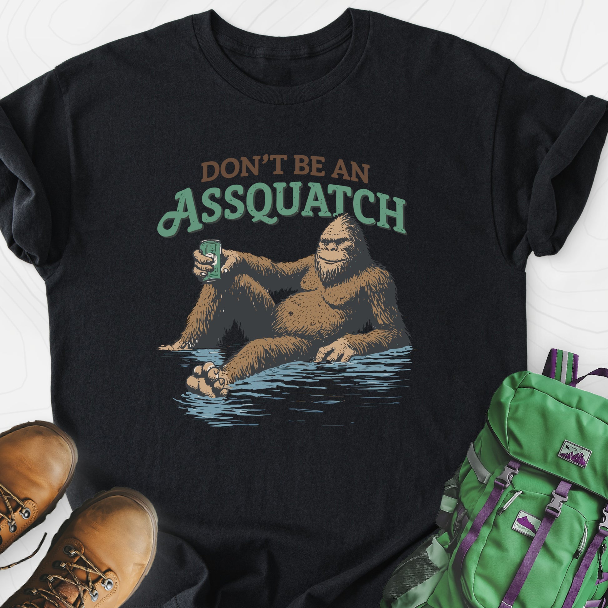 Don't Be an Assquatch Black front print lightweight T-shirt