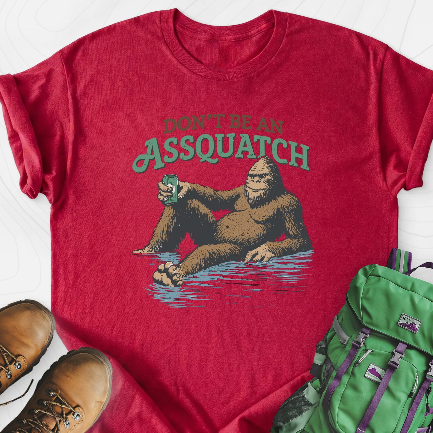 Don't Be an Assquatch Heather Red front print lightweight T-shirt