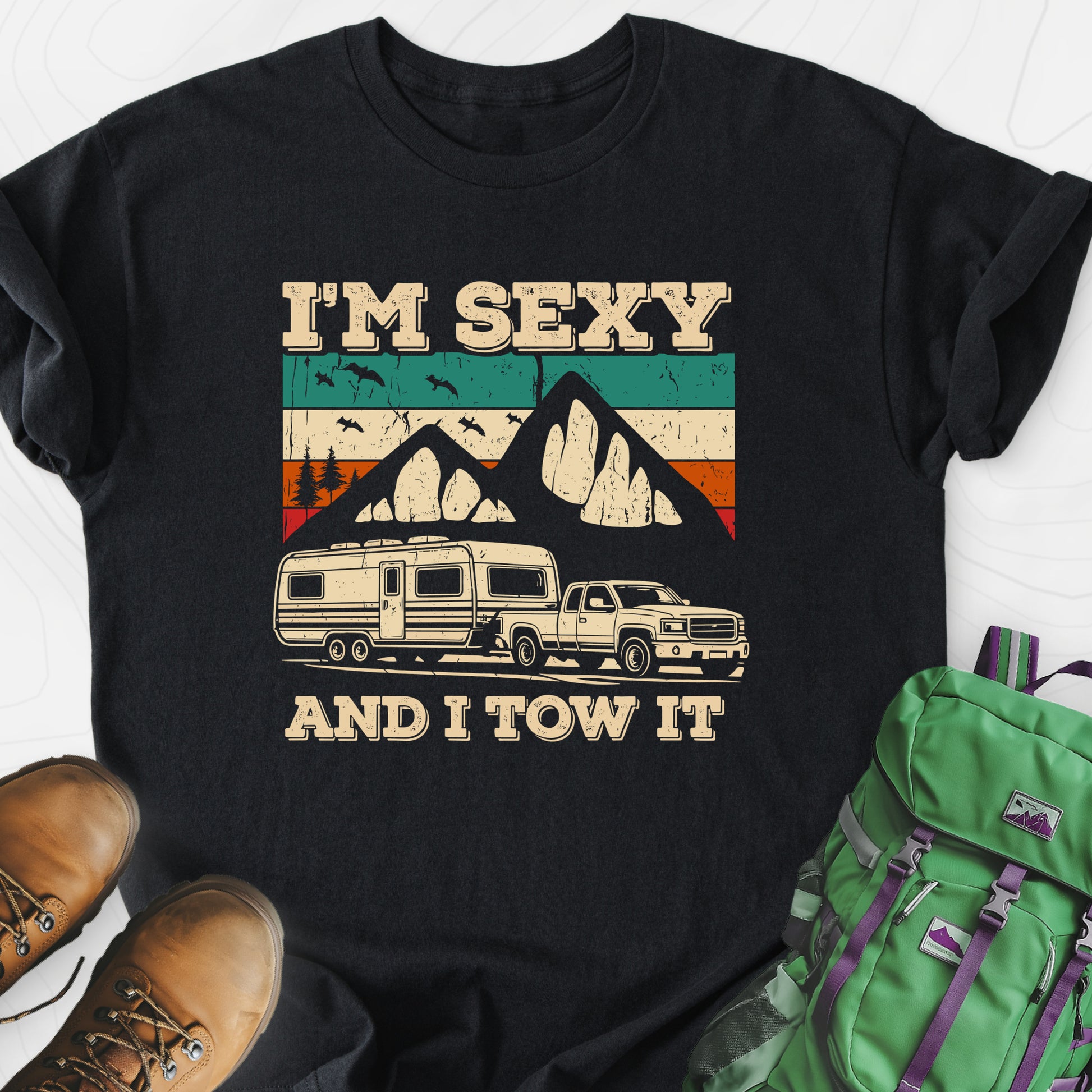Tow It Black front print lightweight T-shirt