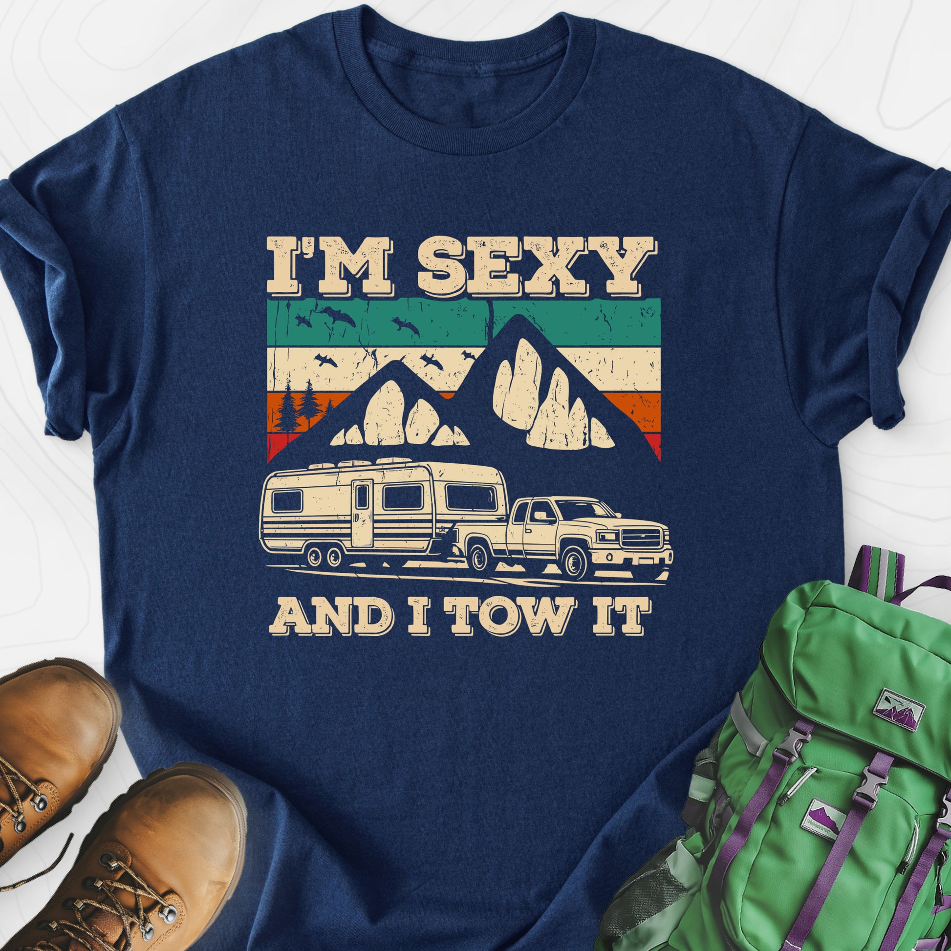 Tow It Navy front print lightweight T-shirt