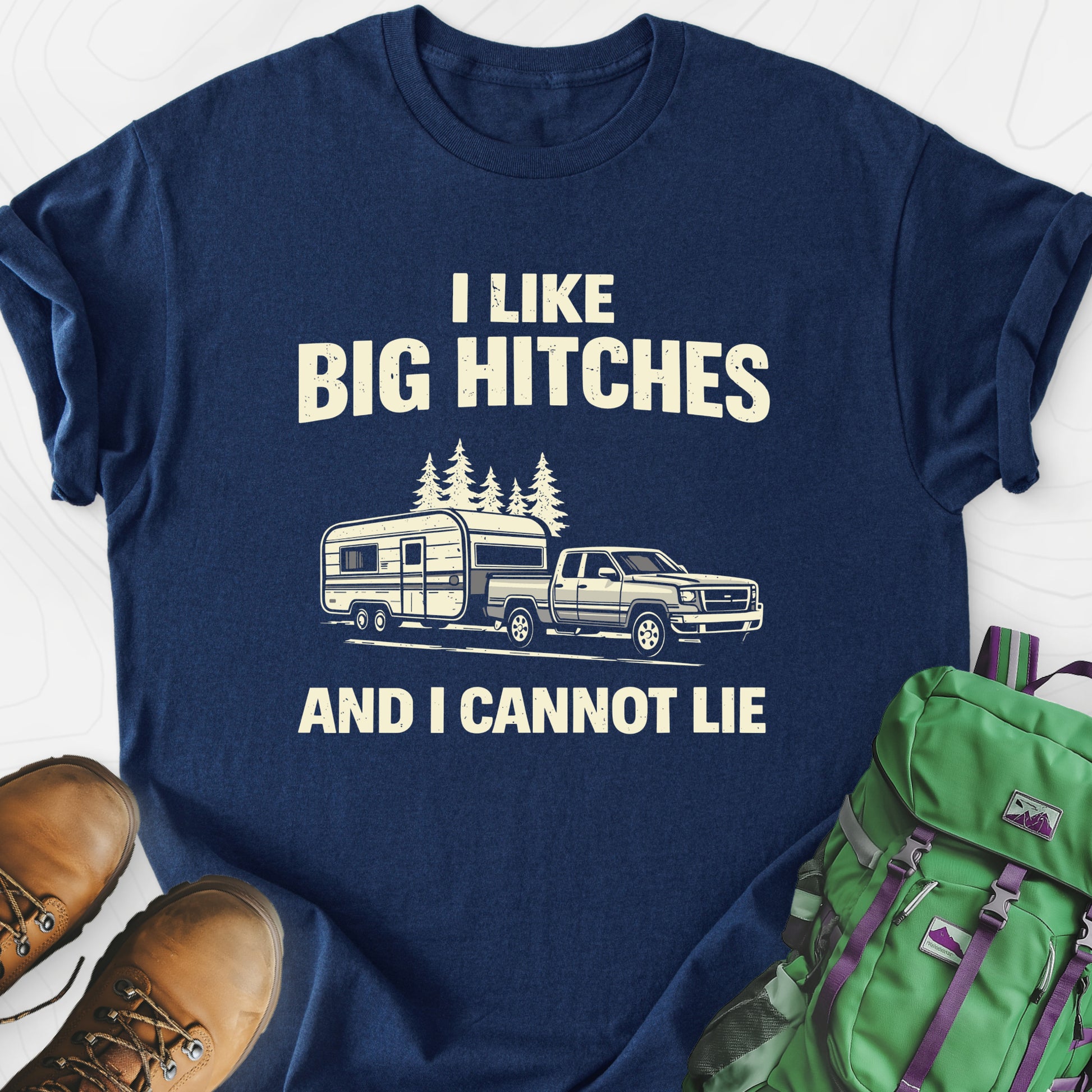 Big Hitches Navy front print lightweight T-shirt