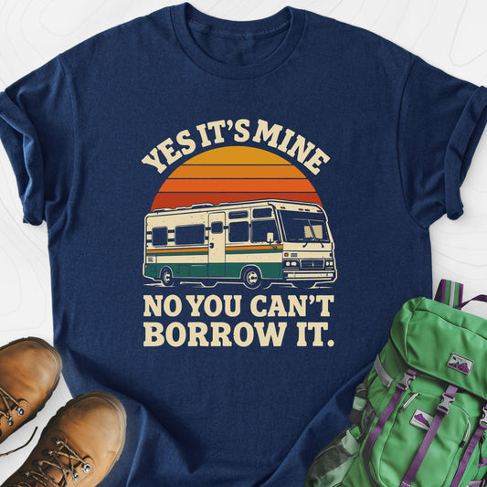 Can’t Borrow It Navy front print lightweight T-shirt