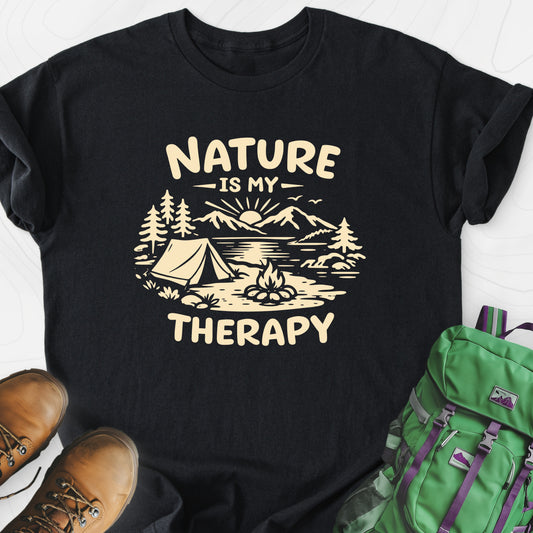 Nature Therapy Black front print lightweight T-shirt