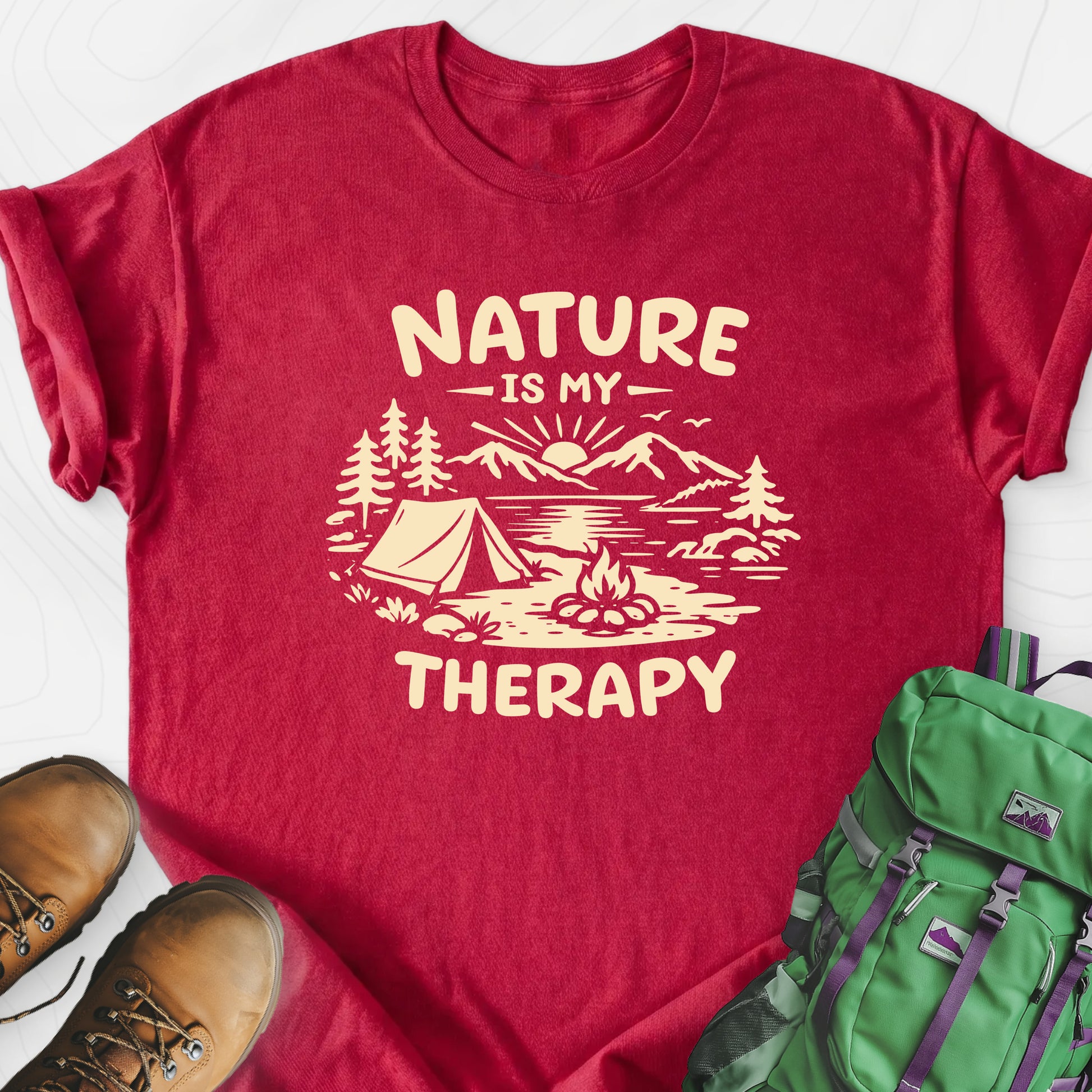 Nature Therapy Heather Red front print lightweight T-shirt