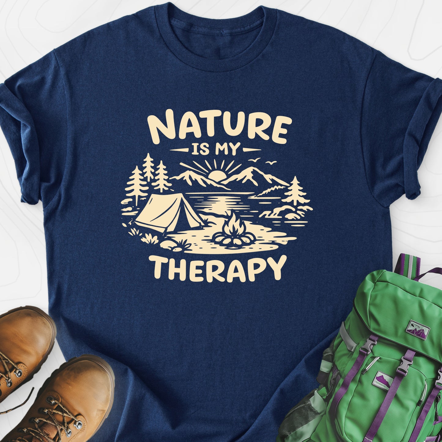 Nature Therapy Navy front print lightweight T-shirt