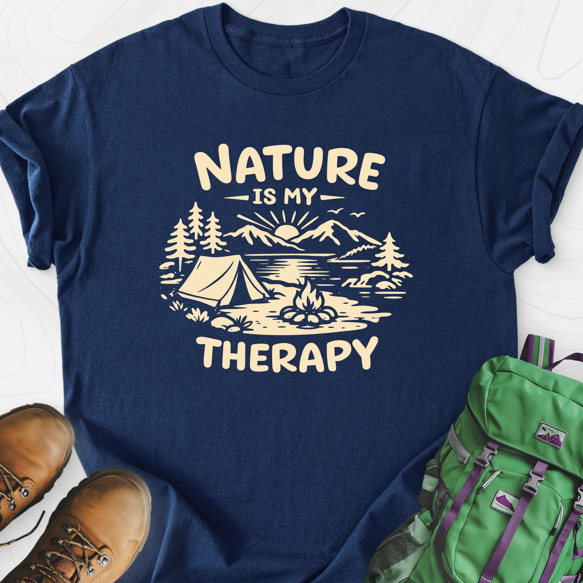 Nature Therapy Navy front print lightweight T-shirt