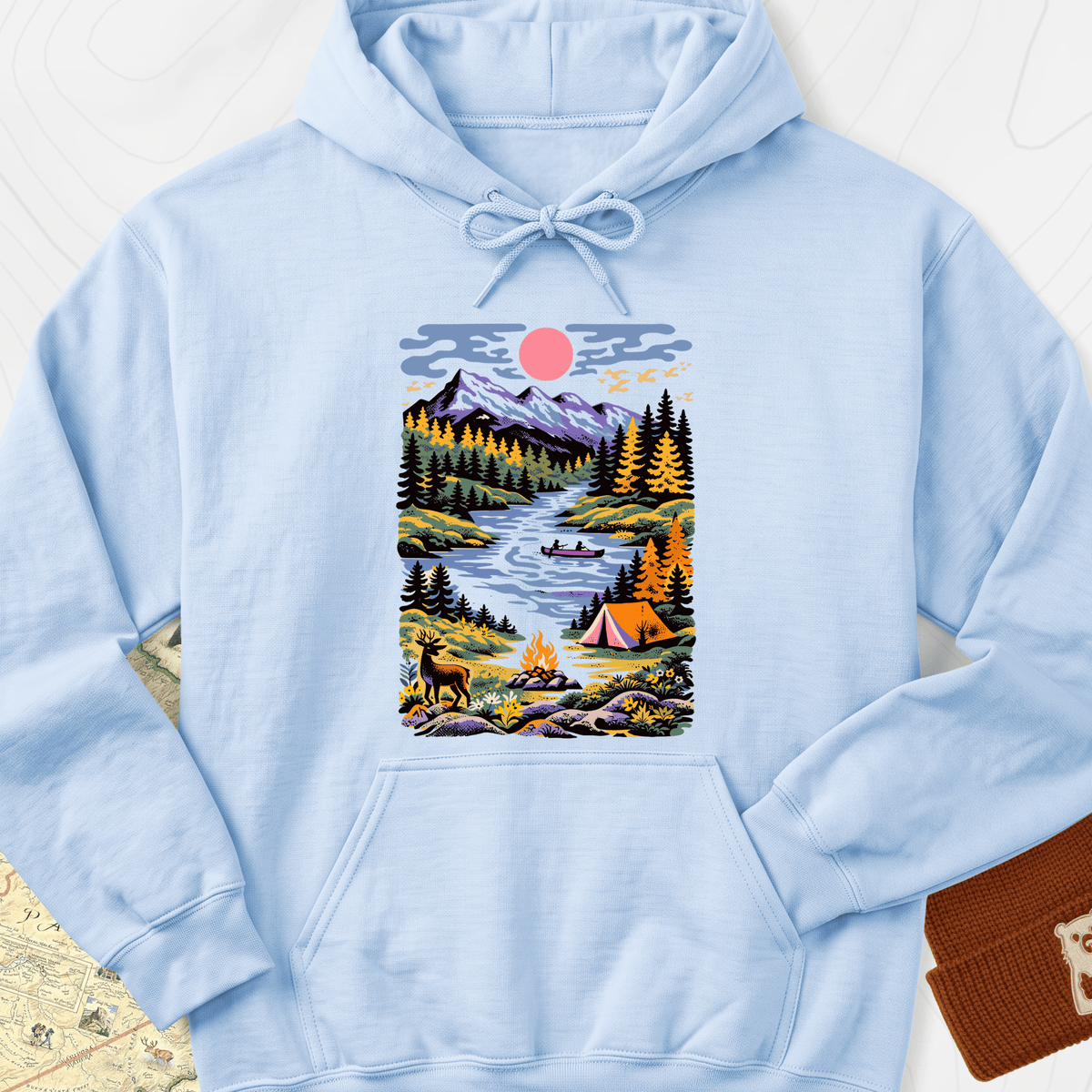 Wilderness Canoe Hoodie - Light Blue