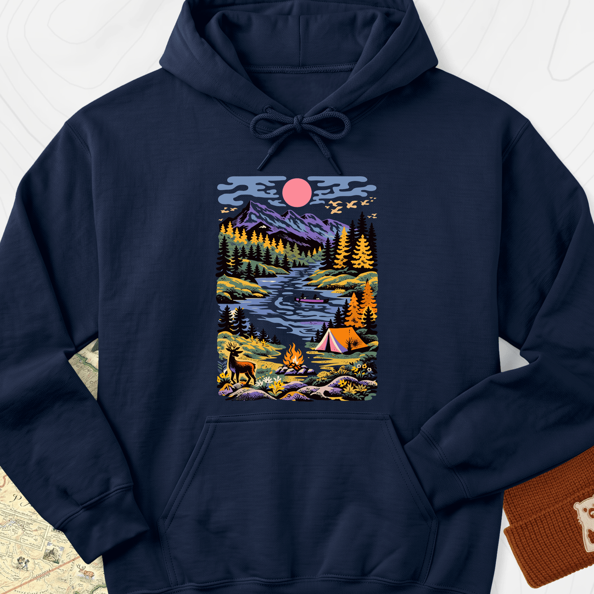 Wilderness Canoe Hoodie - Navy