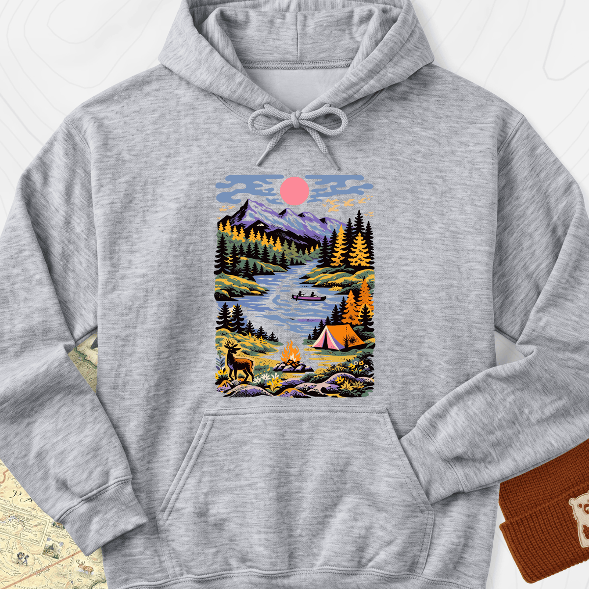 Wilderness Canoe Hoodie - Sport Grey