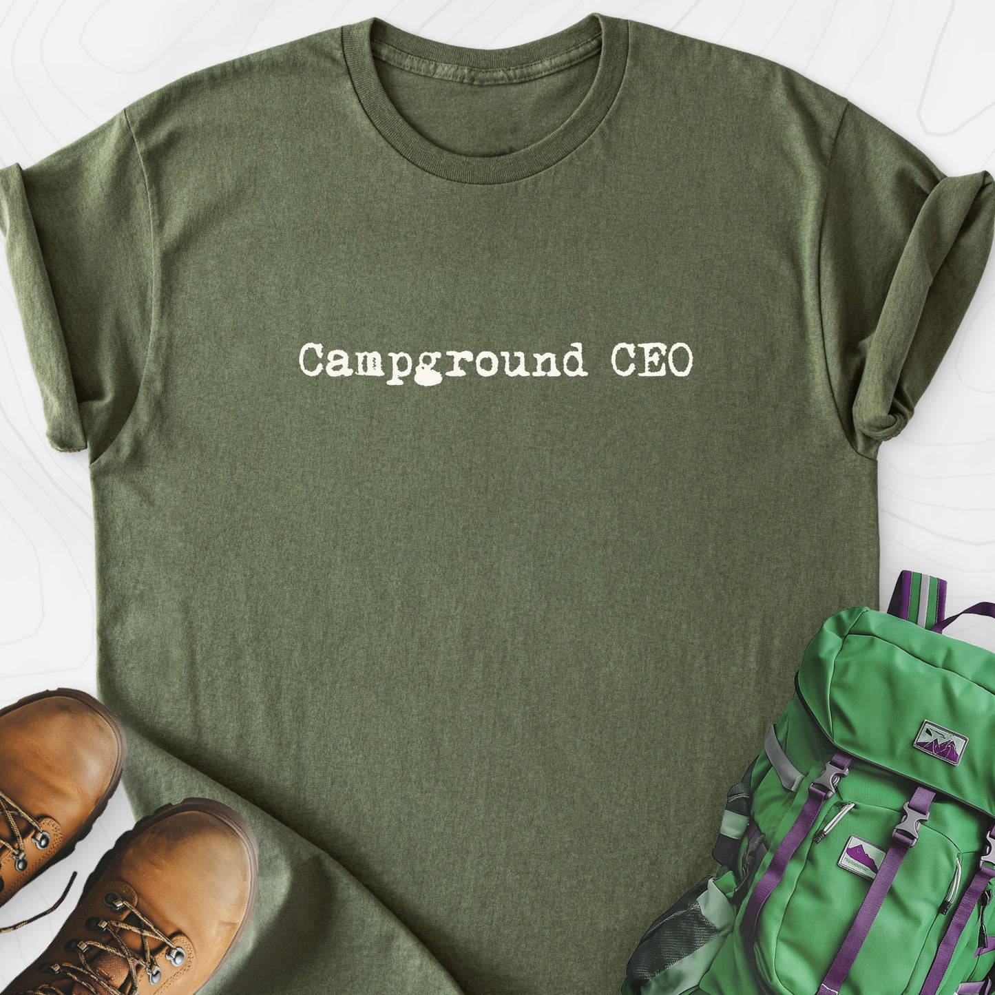 Campground CEO Military Green front print lightweight T-shirt