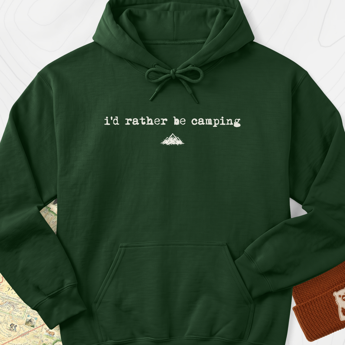 Rather Be Camping Hoodie - Forest Green