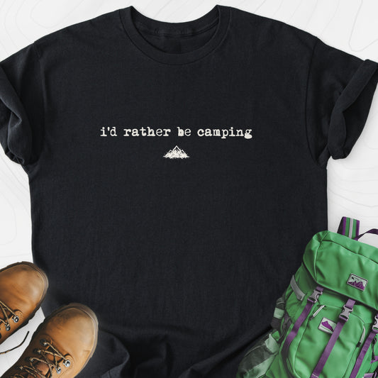 Rather Be Camping Black front print lightweight T-shirt
