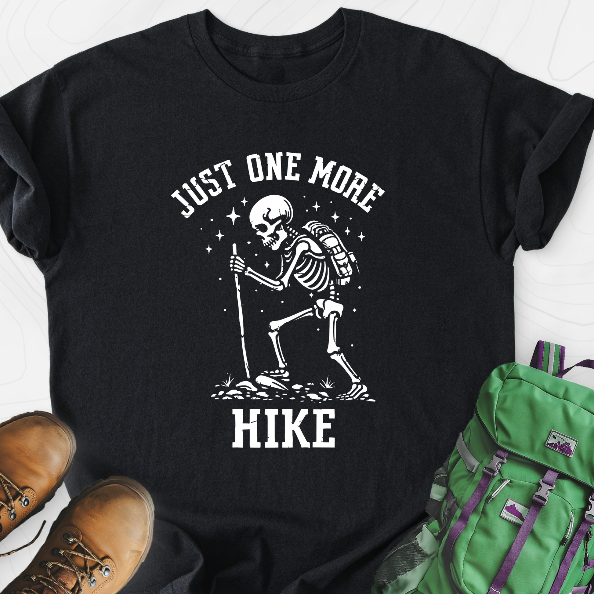 One More Hike Black front print lightweight T-shirt